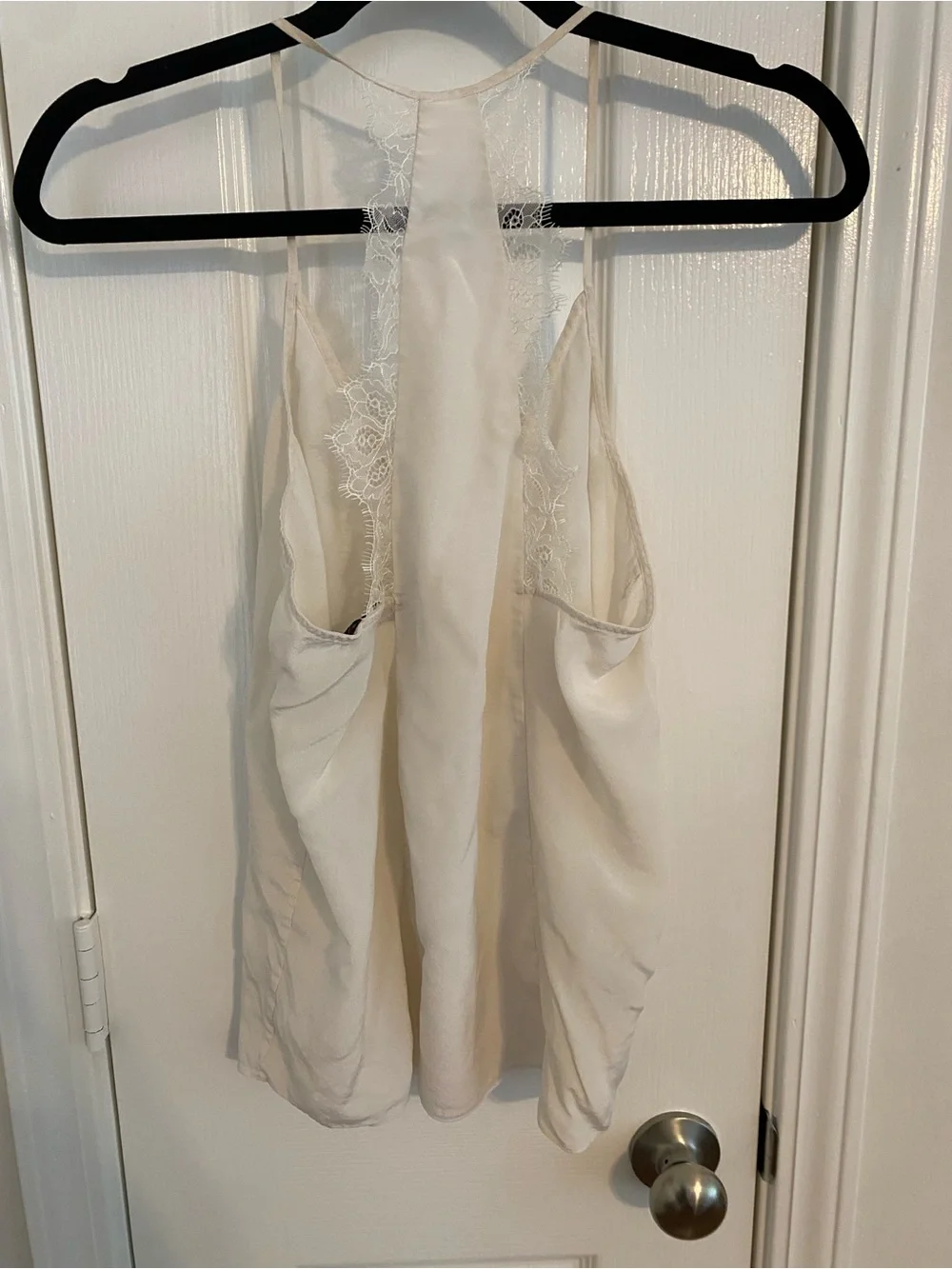 BCBGMaxAzria Cream Lace-Trim Silk Cami